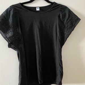 Old Navy black eyelet flutter sleeve t-shirt